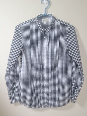 J Crew Thomas Mason Gingham Tuxedo Shirt Size 2